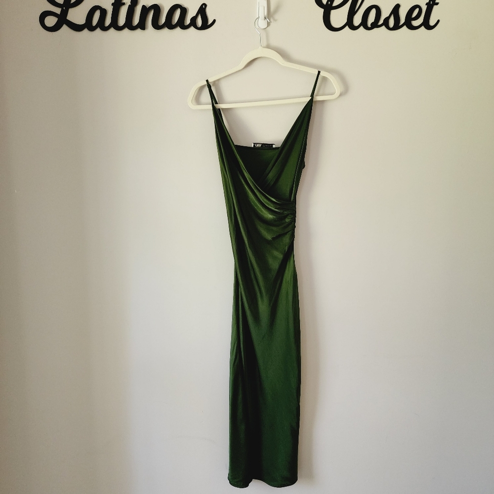 Zara Dark Green Midi Dress - Picture 4 of 14